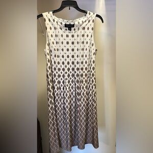 Brown and White Geometric Pattern Dress